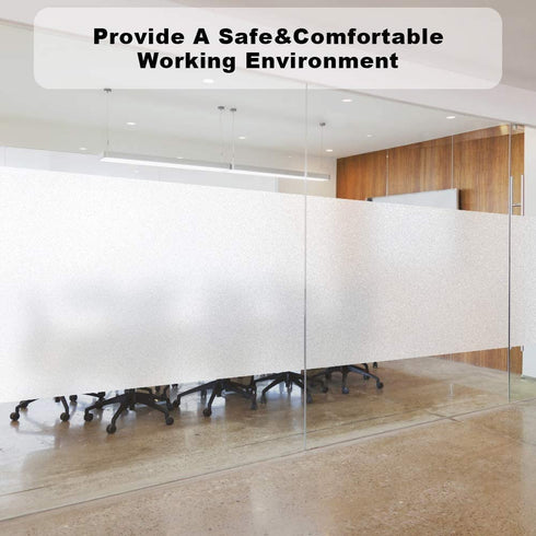 rabbitgoo Window Privacy Film, Frosted Glass Window Film, Removable Opaque Sun Blocking Glass Covering Non-Adhesives Static Cling Vinyl Decals for Bathroom, Matte Pure, 17.5" x 157"
