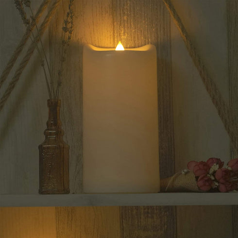 Battery Operated Flameless LED Pillar Candle, Outdoor Waterproof Flickering Light with Remote & Timer for Wedding Party Home Decoration 4x8, 1 Pack