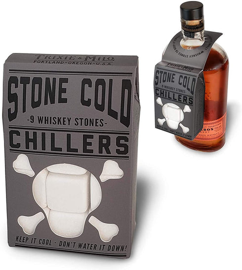 Whiskey Stones - Reusable Ice Cubes For Drinks - Big Ice Cubes For Whiskey - Whiskey Rocks Stones - Whisky Stones - Whiskey Stone - Whiskey Accessories - 9 White Marble Stones - Trixie and Milo