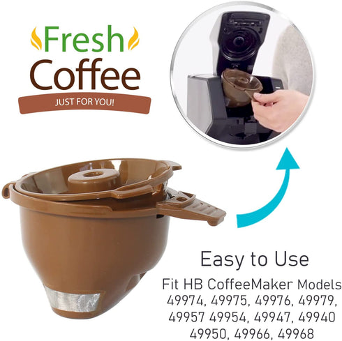 2-Pack Single Serve Ground coffee Brew Basket for Hamiltion FlexBrew Coffee Maker Models 49974 49975 49976 49979 49957 49954 49947 49940 49950 49966 49968 Filter Part, Brown