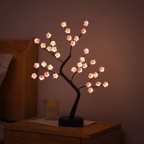 Plum Blossom Bonsai Tree Light - 20'' Artificial Fairy Light Spirit Tree with 36 LED Plum Blossom Lights - USB/Battery Touch Switch, Deco of Bedroom, Living Room, Party Wedding and Christmas