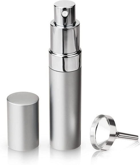 True Martini Atomizer Bar Mister with Refillable Funnel for Vermouth Spray Glass Canister with Stainless Steel Case, 1 Count (Pack of 1), Silver