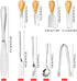 Dreamtop 19 Pcs Cheese Knife Set Cheese Butter Spreader Knife Stainless Steel Cheese Spatula Set Cheese Slicer Knife Mini Serving Tongs Spoons Forks Charcuterie Board Accessories Utensils