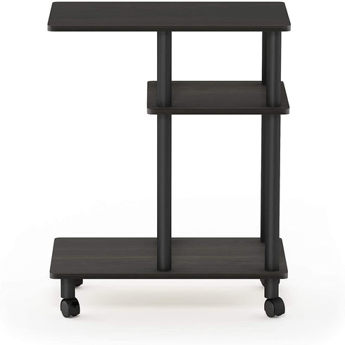 Furinno Turn-N-Tube U Shape Sofa Side Table with Casters, Espresso/Black
