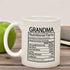 Grandma Nutritional Facts Mug Grandma Gifts Cup Mothers Day Gifts for Grandma Coffee Mug for Mother's Day Birthday Gifts for Grandma 11 Oz