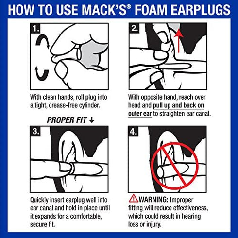 Mack’s Snore Blockers Soft Foam Earplugs, 12 Pair – 32 dB High NRR – Comfortable Ear Plugs for Sleeping, Snoring, Loud Noise and Travel