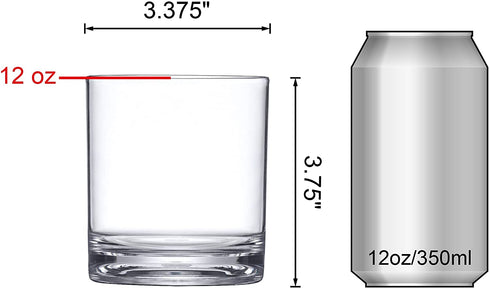 Amazing Abby - Probity - 12-Ounce Plastic Tumblers (Set of 6), Plastic Drinking Glasses, All-Clear High-Balls, Reusable Plastic Cups, BPA-Free, Shatter-Proof, Dishwasher-Safe