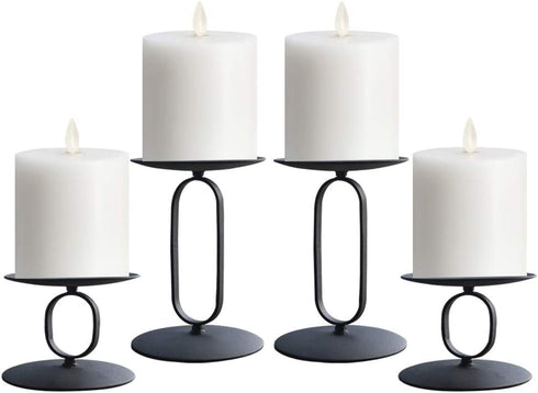 NiceAI Candlestick Holders Set Candle Holder Candelabra Candle Stands Wedding Centerpieces for Tables Fireplace Screens Decorative Black Set of 4