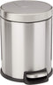 Amazon Basics 5 Liter / 1.3 Gallon Round Soft-Close Trash Can with Foot Pedal - Stainless Steel