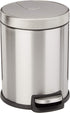 Amazon Basics 5 Liter / 1.3 Gallon Round Soft-Close Trash Can with Foot Pedal - Stainless Steel