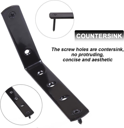 8 Pcs Black L Corner Bracket Stainless Steel Heavy Duty L Shaped Joint Right Angle Shelf Bracket Support Wall Hanging by STARVAST (Come with Screws)