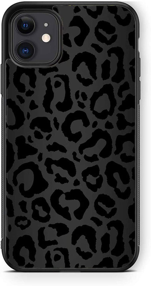 XUNQIAN Compatible for iPhone 12 Case, iPhone 12 Pro Case, Black Leopard Cheetah Animal Skin Print Art Thin Soft Black TPU +Tempered Mirror Protective Case for Apple 12/12 Pro (for iPhone 12/12 Pro)