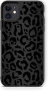 XUNQIAN Compatible for iPhone 12 Case, iPhone 12 Pro Case, Black Leopard Cheetah Animal Skin Print Art Thin Soft Black TPU +Tempered Mirror Protective Case for Apple 12/12 Pro (for iPhone 12/12 Pro)