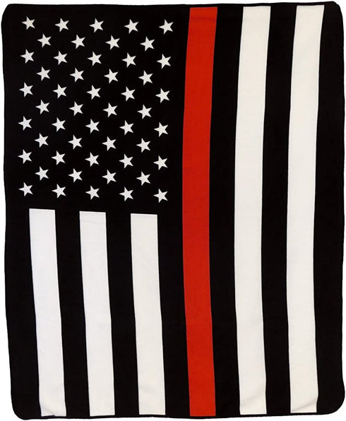 Infinity Republic - Thin Red Line Soft Fleece Throw Blanket - 50x60 Perfect for Living Rooms, bedrooms, Kids' Rooms, Outdoors!