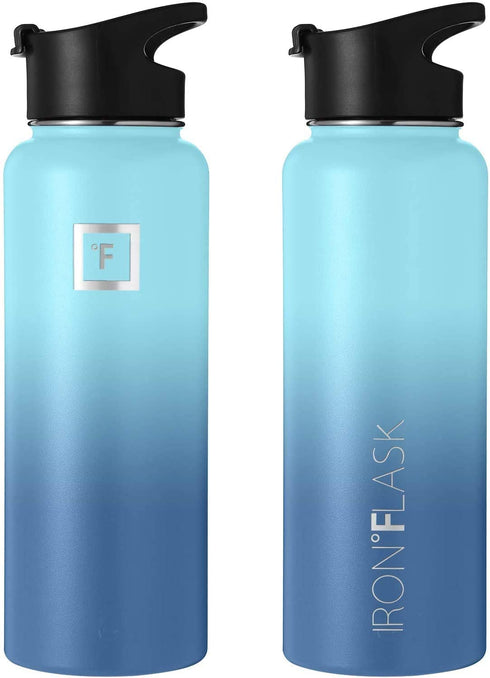 IRON °FLASK Sports Water Bottle - 40 Oz, 3 Lids (Spout Lid), Leak Proof, Vacuum Insulated Stainless Steel, Double Walled, Thermo Mug, Metal Canteen