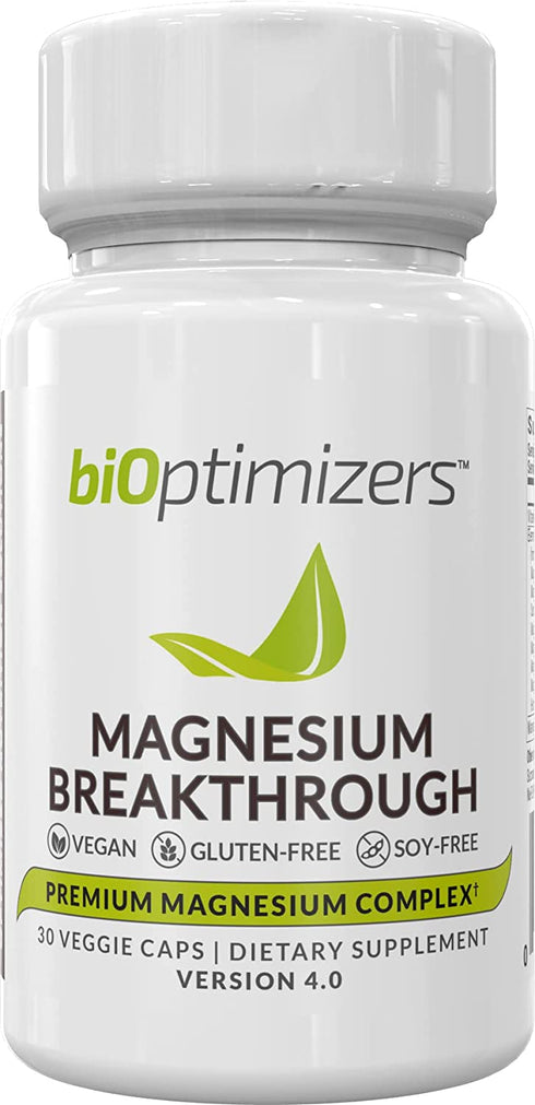 BiOptimizers - Magnesium Breakthrough Supplement 4.0 - Has 7 Forms of Magnesium Like Bisglycinate, Malate, Citrate, and More - Natural Sleep Aid - Brain Supplement - 30 Capsules