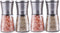 Premium Stainless Steel Salt and Pepper Grinder Set(4 pieces) - Pepper Mill and Salt Mill, Spice Grinder with Adjustable Coarseness, Ceramic Rotor