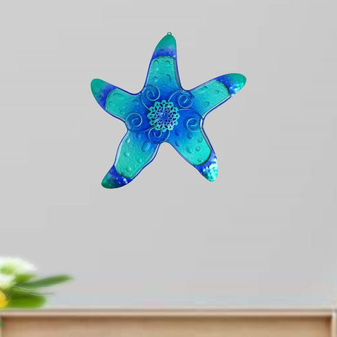 Comfy Hour Under The Sea Collection 10" Blue Metal Art Starfish Wall Decor
