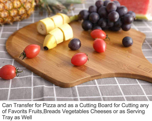 Pizza Peel, Premium Bamboo Pizza Spatula Paddle Cutting Board Handle (Baking Pizza, Bread, Cutting Fruit, Vegetables, Cheese)