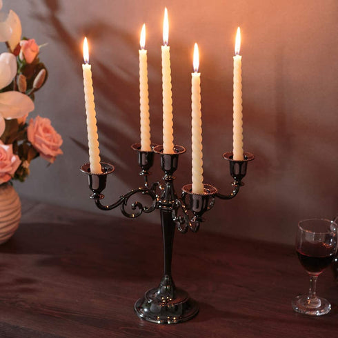 VINCIGANT Black Candle Holders Fireplace Candelabra for Taper Candle,Dinning Room Table Centerpieces Decoration,Christmas