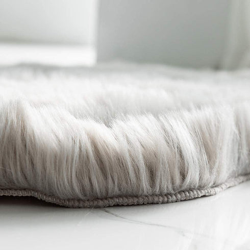 Carvapet Luxury Soft Faux Sheepskin Chair Cover Seat Pad Plush Fur Area Rugs for Bedroom, 2ft x 3ft,Grey