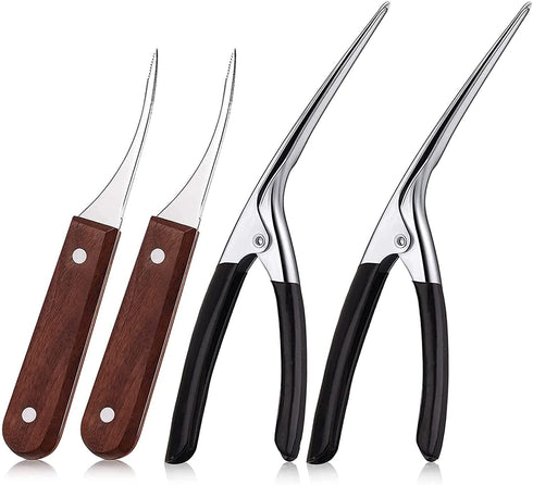 4 PCS Shrimp Deveiner Tool and Peeler, Stainless Steel Shrimp Peeler and Shrimp Cleaner Knife, Easy to Use Shrimp Deveiner, Kitchen Tools