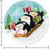 Fun with Santa Themed Party Supplies | Bundle Includes Paper Plates and Napkins for 16 People Plus Tablecover | Santa and Penguins Design