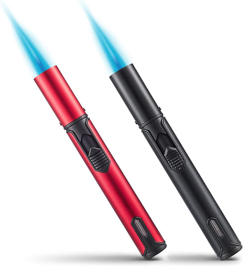Urgrette 2 Pack Butane Torch Lighter, 6-inch Refillable Pen Lighter Adjustable Jet Flame Butane Lighter for Grill BBQ Candle Camping (Gas Not Included) Raven & Ruby