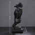 aboxoo Thinker Statue, Silence is Gold Abstract Art Figurine, Modern Home Resin Sculptures Decorative Objects Piano Desktop Decor for Creative Room Home, Office Study Decor (Black)