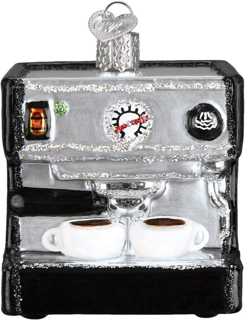 Old World Christmas Ornaments: Coffee and Tea Gifts Glass Blown Ornaments for Christmas Tree, Espresso Machine