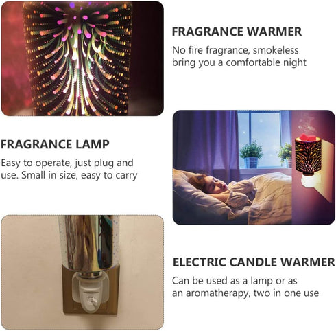 Uonlytech Electric Wax Melt Warmer Plug-in Glass Fragrance Warmer Oil Burner Scent Wax Tart Warmer Lamp Night Light for Spa Wedding Home Decor