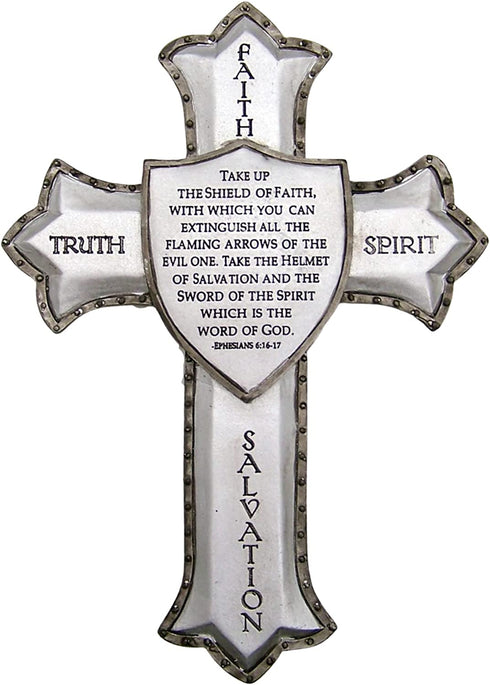 8.25" Armor of God Wall Cross - Ephesians 6:16-17
