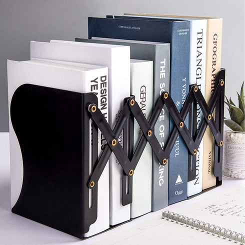 DARUITE Book Ends, Bookends, Book Organizer, Bookends for Shelves, Book Ends for Home Decorative, Adjustable Bookends, Book Ends for Office Heavy Duty, Non-Skid Bookend(Black x 1)