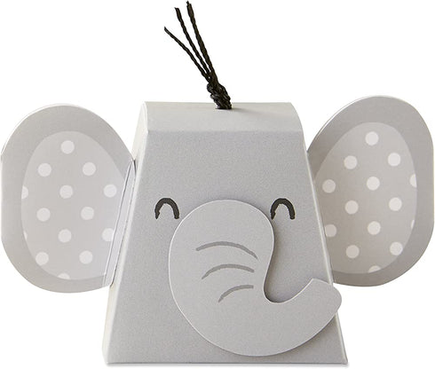 Kate Aspen Adorable Elephant Favor Box (Set of 12), One Size, Grey & Black