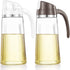 Auto Flip Olive Oil Dispenser Bottle,20 OZ Leakproof Condiment Container With Automatic Cap and Stopper,Non-Drip Spout,Non-Slip Handle for Kitchen Cooking ( 2 Pack White+ Brown)