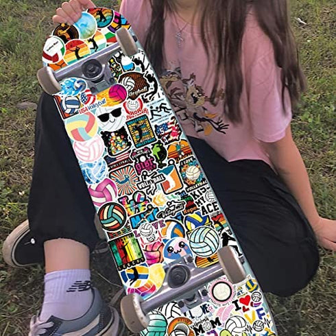 100 Pcs Volleyball Stickers,Volleyball Stickers Gifts,Volleyball Gifts for Teen Girls,Stickers for Water Bottles Rewards Decal Laptop Hydro Flask Water Bottle Car Computer Guitar Skateboard Luggage
