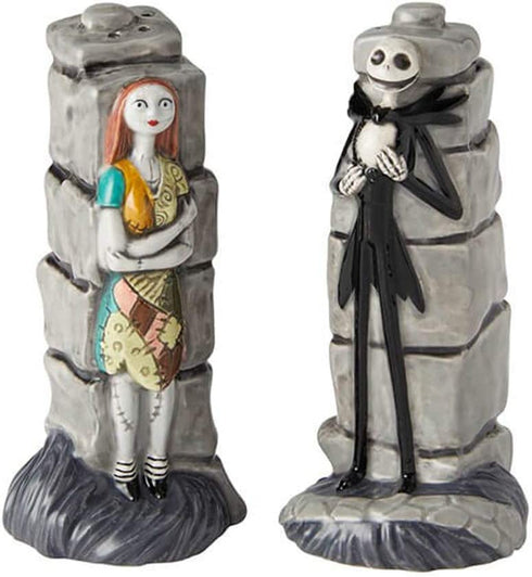 Enesco Disney Ceramics Nightmare Before Christmas Jack and Sally Salt and Pepper Shakers, 3.85 Inch, Multicolor