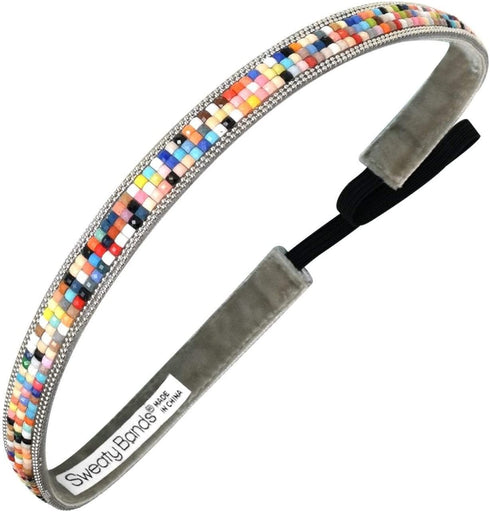 Sweaty Bands Womens Girls Headband - Non-Slip, Velvet-Lined Fashion Hairband - Bling It Glitzy Goddess 5/8-Inch