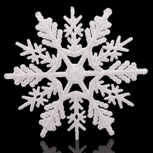Large Snowflakes Set of 5 White Glittered Snowflakes Huangliao 12" Christmas Decorative Hanging Ornaments Window Decor Winter Outdoor Decorations