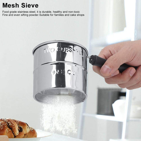 Powder Sifter Stainless Steel Flour Powder Sugar Shaker Fine Mesh Sieve Cocoa Cinnamon Spices Strainer Kitchen Baking Tool