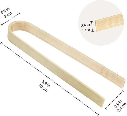 BambooMN 3.9" Mini Bamboo Disposable Tongs - Toast Tongs - 60 pcs