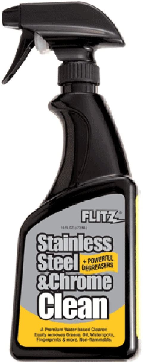 Flitz SP 01506 Stainless Steel and Chrome Cleaner with Degreaser, 16-Ounce, Small
