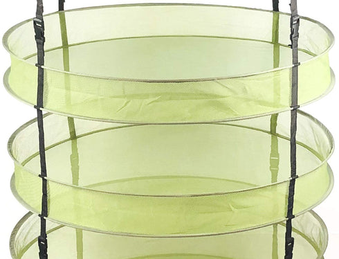 HORTIPOTS Hanging Drying Racks 2 FT Mesh Herb Dryer for Herbs and Clothes (2 FT Diameter, Green)