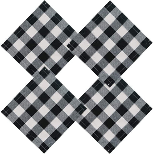 ARKSU Buffalo Plaid Napkin 12X12inch,Set of 10,Black and White Check Napkin for Christmas,Thanksgiving Decor