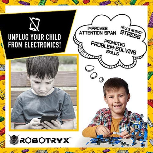 JITTERYGIT Robot Building Toy Gift for Boys, Perfect STEM Gift for Builders Ages 6, 7, 8, 9, and 10 Year Olds, Blue SnabGlider (246 Pcs) Robotryx