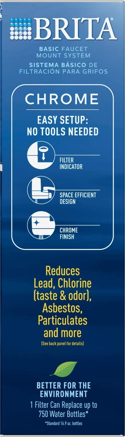 Brita Basic Faucet Water Filter System, Chrome, 1 Count