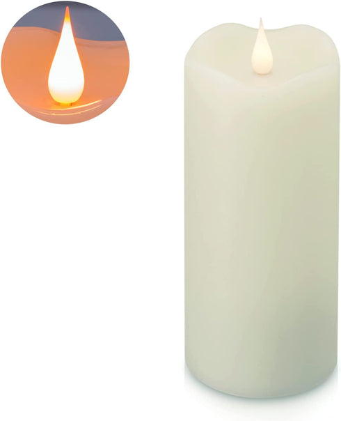 Real Wax Flameless Pillars Fake Flickering Candles Battery Include Dancing Moving LED Flames with 5-Hour Timer and Long Lasting for Seasonal & Home Decoration (D3inches X H8inches)