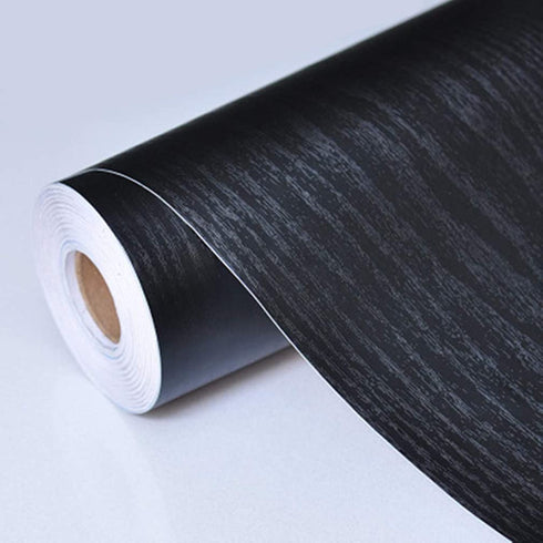 practicalWs Black Wood Contact Paper 17.8'' x 78.7'' Peel and Stick Wood Wallpaper Self Adhesive Shelf Liner Covering for Kitchen Countertop Cabinets Drawer Furniture Wall Door Vinyl PVC