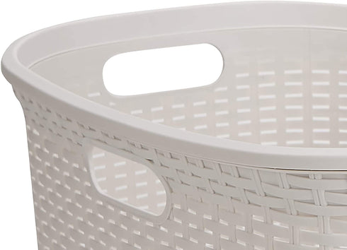 Mind Reader 40 Liter Laundry Basket, Laundry Hamper with Cutout Handles, Washing Bin, Dirty Clothes Storage, Bathroom, Bedroom, Closet, Ivory