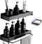 Shower Organizer, Shower Shelf with Hooks and Soap Holder, Shower Rod Bracket with Retractable Towel Rack, No Drilling Adhesive Wall Shelves for Bathroom and Kitchen (Black)
